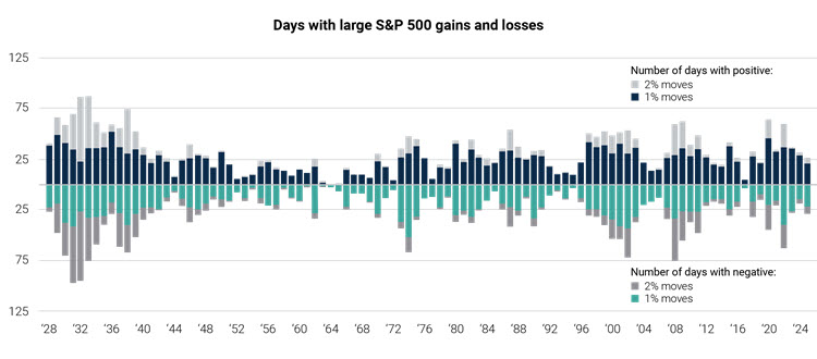 Days with large S&P 500 gains and losses