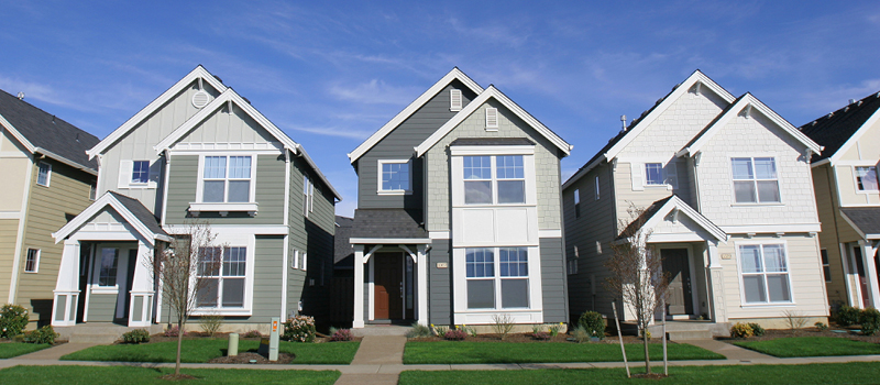 A row of suburban homes