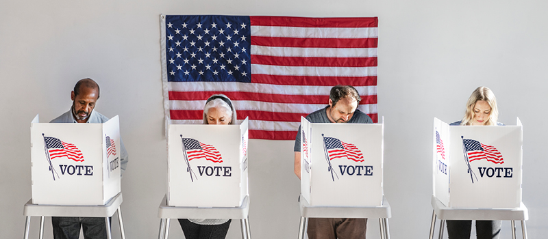 Americans lining up to vote at the polls