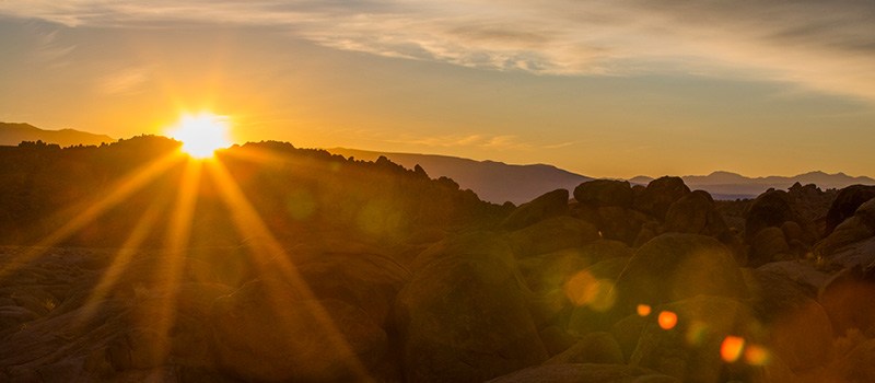 Sunrise over the hills.