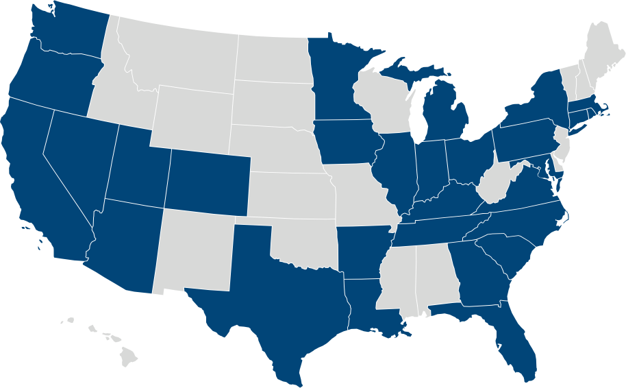Map of states to which Ameriprise Financial has awarded community grants