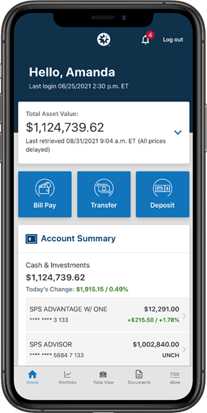 The Ameriprise Financial app displayed on Apple and Google Android devices