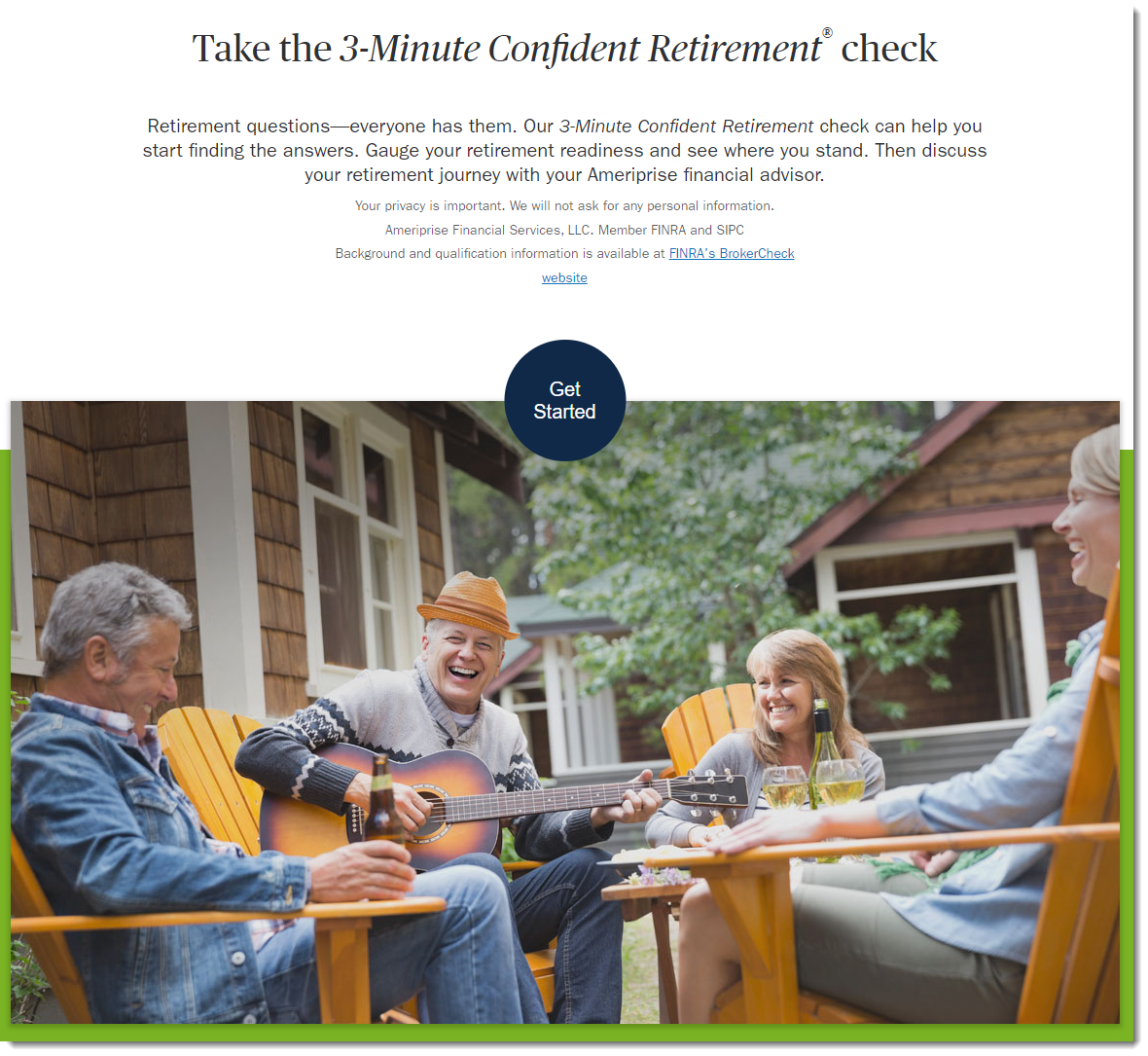 3 minute confident retirement check landing page