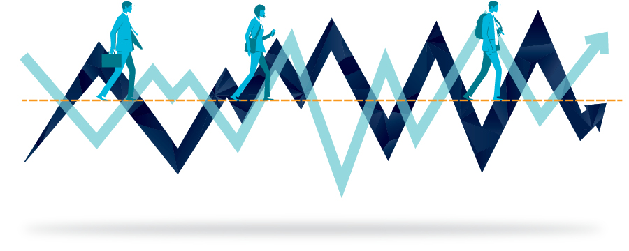 Graph with people walking along line.