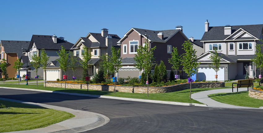 A row of suburban houses.
