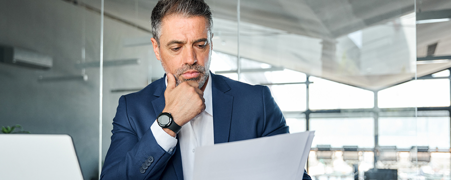 Businessman reviewing investments