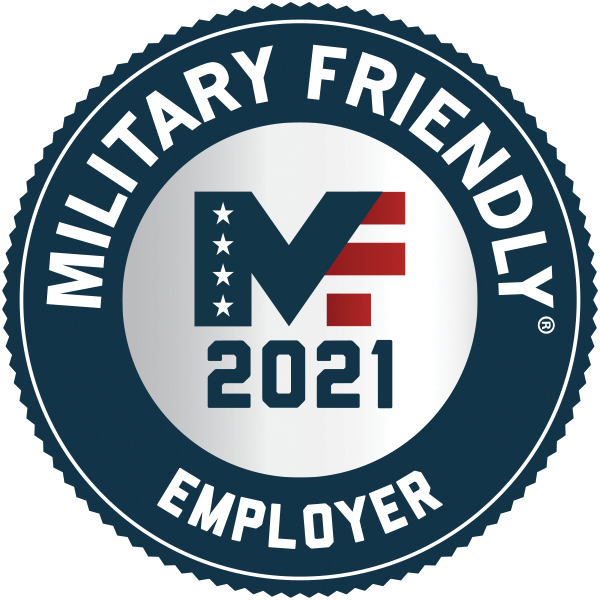 Military-Friendly Employer designation logo, measurement of an organization's level of commitment and success in creating opportunities and positive outcomes for members of the military community